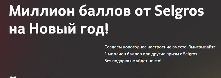 Selgros: Акция Миллион баллов от Selgros на Новый год.